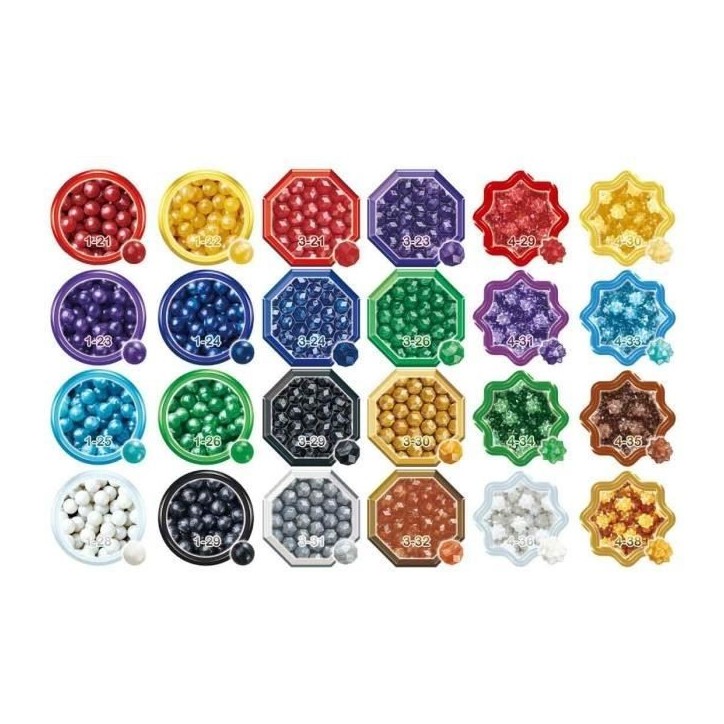 Aquabeads Recharge perles éclats, Coffret 2000 perles de 8 couleurs et 3 formes, perles qui collent avec de l'eau, 31995, Des 4