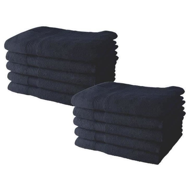 Lot de 10 serviettes de Toilette TODAY 50x90 cm 100% Coton - Navy Lot de 10 serviettes de Toilette TODAY 50x90 cm 100% Coton - Navy