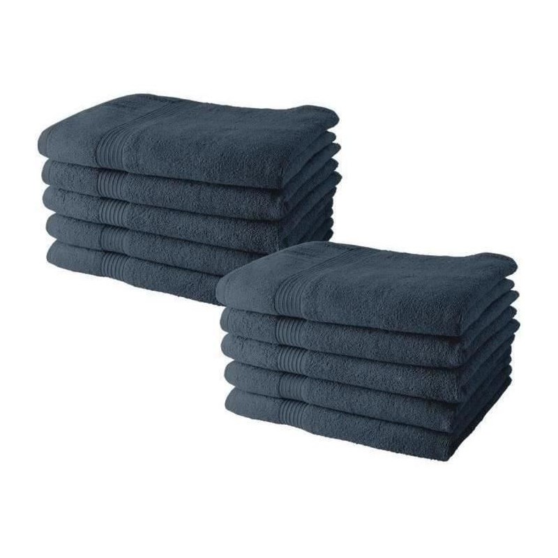 Lot de 10 serviettes de Toilette TODAY 50x90 cm 100% Coton - Denim Lot de 10 serviettes de Toilette TODAY 50x90 cm 100% Coton - Denim