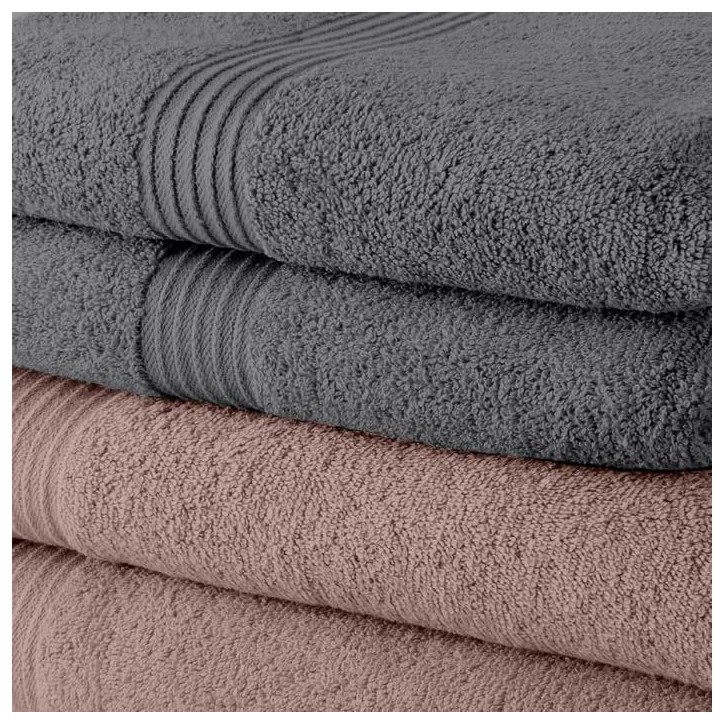 Lot de 10 serviettes de Toilette TODAY 50x90 cm 100% Coton - 5 roses des sables + 5 acier Lot de 10 serviettes de Toilette TODAY 50x90 cm 100% Coton - 5 roses des sables + 5 acier