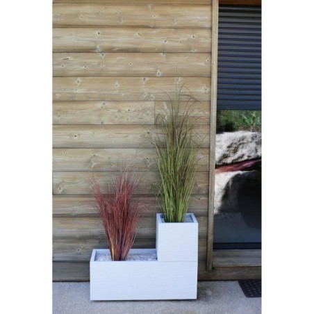 EDA Bac a fleurs carré GRAPHIT UP - 21 L - 29,5 x 29,5 x 29,5 cm - Blanc cérusié