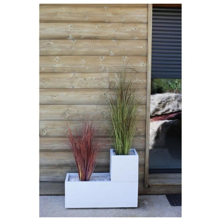 EDA Bac a fleurs carré GRAPHIT UP - 21 L - 29,5 x 29,5 x 29,5 cm - Blanc cérusié