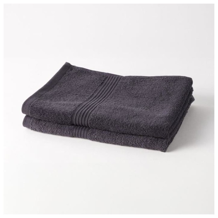 TODAY Essential - Lot de 2 serviettes de toilette 50x90 cm 100% Coton coloris fusain TODAY Essential - Lot de 2 serviettes de toilette 50x90 cm 100% Coton coloris fusain