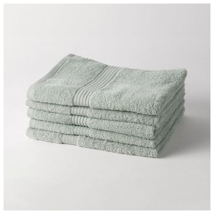 TODAY Essential - Lot de 5 draps de bain 70x130 cm 100% Coton coloris céladon TODAY Essential - Lot de 5 draps de bain 70x130 cm 100% Coton coloris céladon