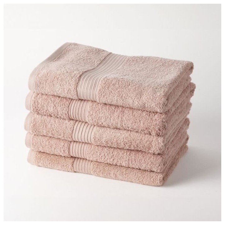 TODAY Essential - Lot de 5 draps de bain 70x130 cm 100% Coton coloris rose TODAY Essential - Lot de 5 draps de bain 70x130 cm 100% Coton coloris rose