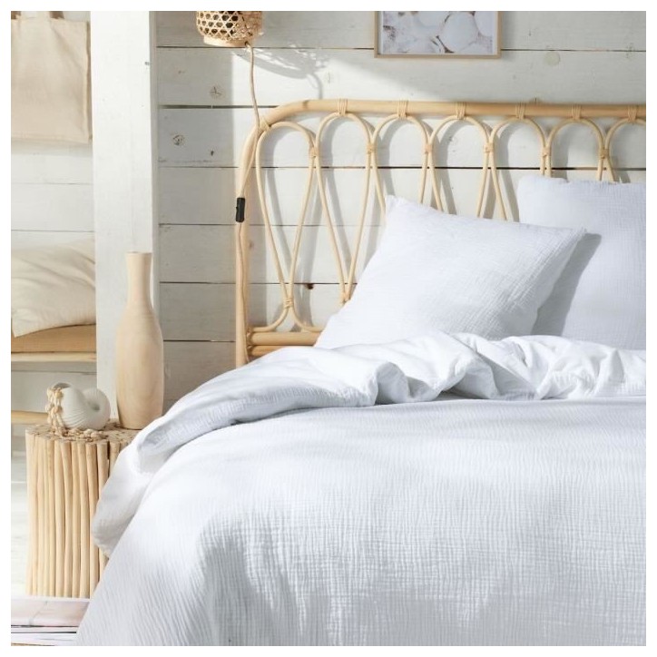 Parure de lit - TODAY - 123320 - 2 personnes - 260x240cm - Gaze de coton unie - Craie