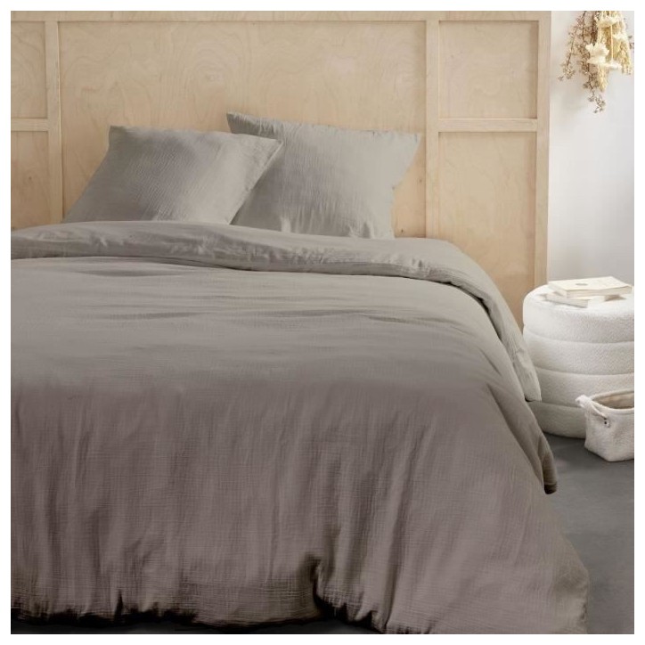 Parure de lit - TODAY - 123322 - 2 personnes - 260x240cm - Gaze de coton unie - Dune