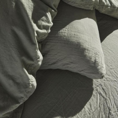 Parure de lit - TODAY - 123327 - 1 personne - 140x200 cm - Gaze de coton unie - Sauge