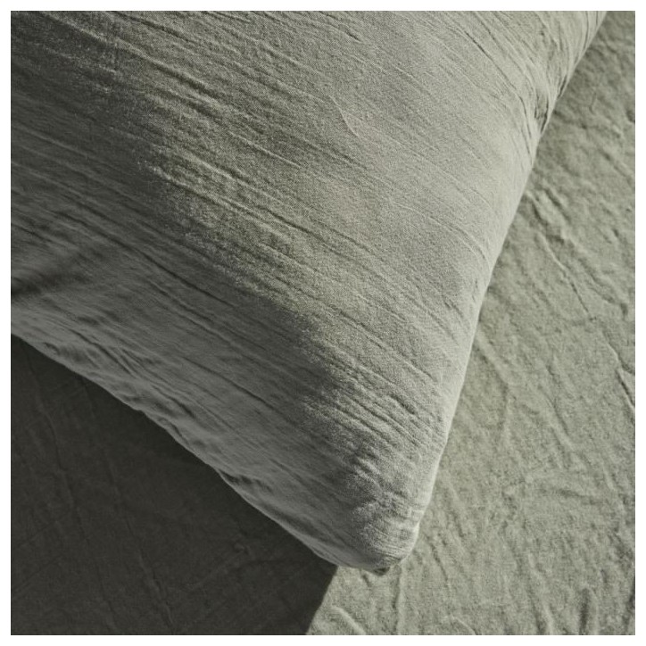 Parure de lit - TODAY - 123327 - 1 personne - 140x200 cm - Gaze de coton unie - Sauge