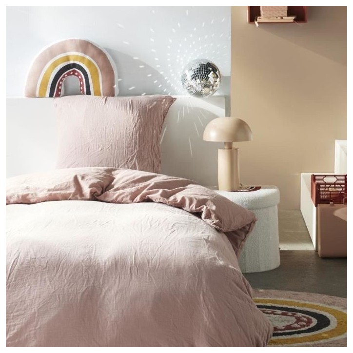 Parure de lit - TODAY - 123332 - 1 personne - 140x200 cm - Gaze de coton unie - Rose des sables Parure de lit - TODAY - 123332 - 1 personne - 140x200 cm - Gaze de coton unie - Rose des sables