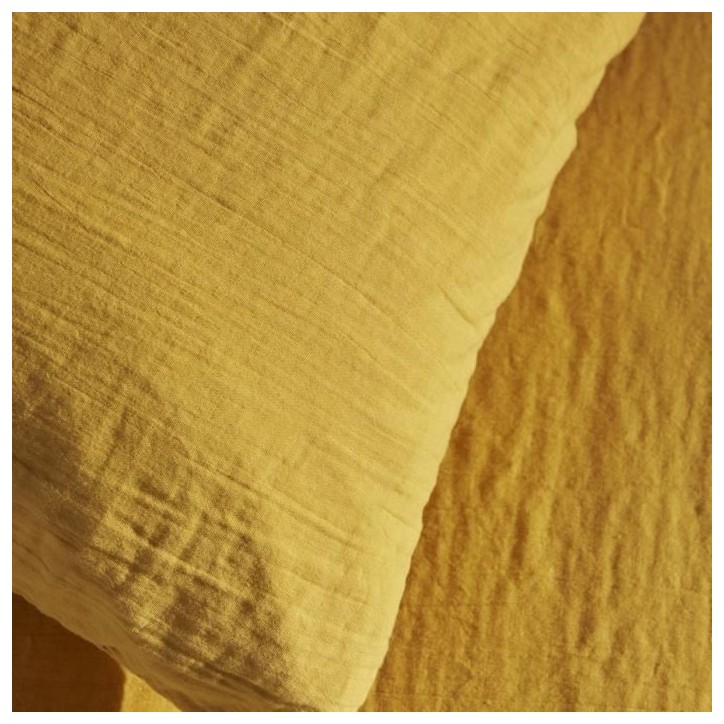 Parure de lit - TODAY - 123333 - 1 personne - 140x200 cm - Gaze de coton unie - Ocre