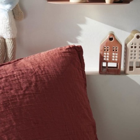 Parure de lit - TODAY - 123334 - 1 personne - 140x200 cm - Gaze de coton unie - Terracotta