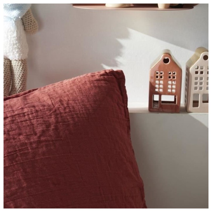 Parure de lit - TODAY - 123334 - 1 personne - 140x200 cm - Gaze de coton unie - Terracotta