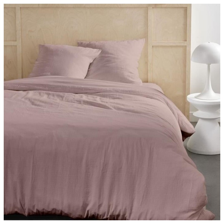 Parure de lit - TODAY - 123667 - 2 personnes - 260x240cm - Gaze de coton unie - Rose des sables Parure de lit - TODAY - 123667 - 2 personnes - 260x240cm - Gaze de coton unie - Rose des sables