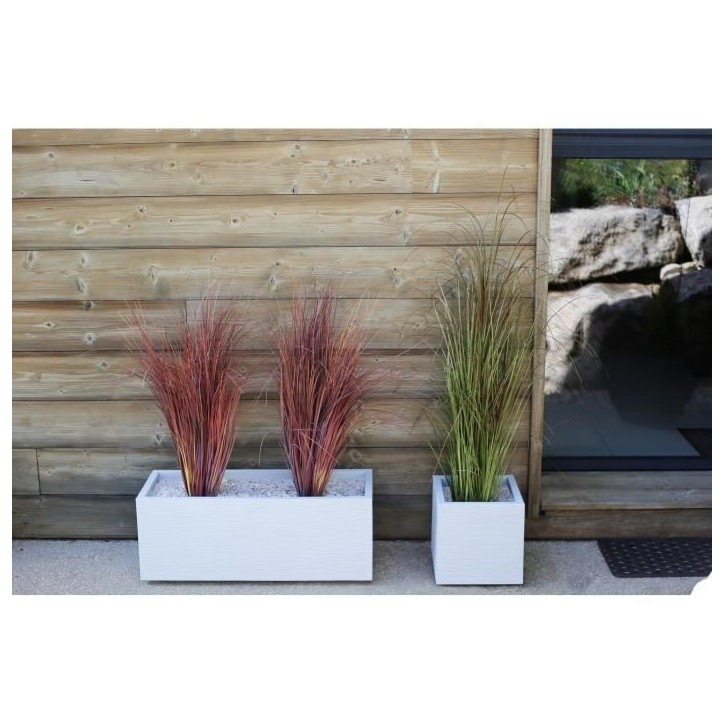 EDA Bac a fleurs carré GRAPHIT UP - 21 L - 29,5 x 29,5 x 29,5 cm - Blanc cérusié
