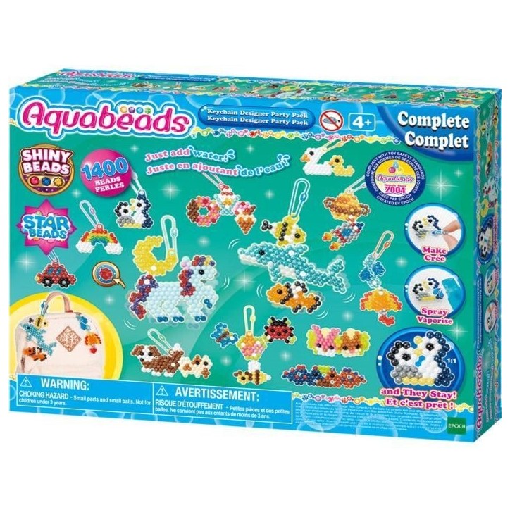 Aquabeads Mes porte-clés et suspensions, Coffret création, perles qui collent avec de l'eau, 35025, des 4 ans Aquabeads Mes porte-clés et suspensions, Coffret création, perles qui collent avec de l'eau, 35025, des 4 ans