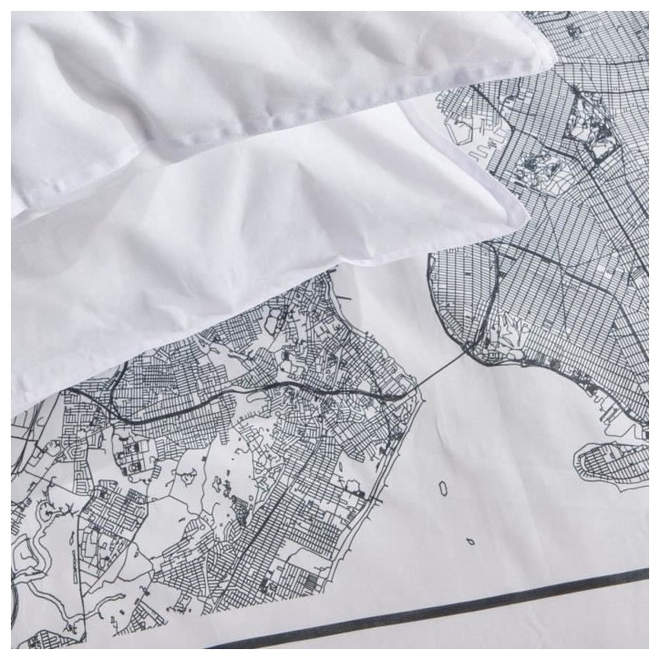 Parure de lit - TODAY - JAVA - 2 personnes - 240x220 cm - Coton - Imprimé New York - Blanc Parure de lit - TODAY - JAVA - 2 personnes - 240x220 cm - Coton - Imprimé New York - Blanc