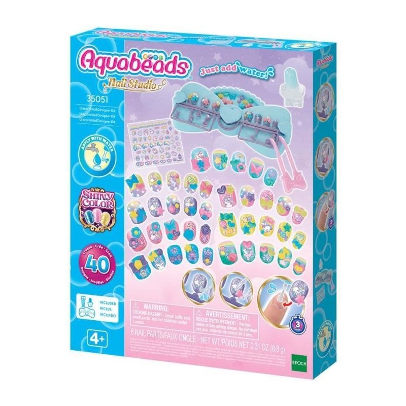 Mon kit de manucure - AQUABEADS - Licorne - 40 ongles - Stickers Mon kit de manucure - AQUABEADS - Licorne - 40 ongles - Stickers
