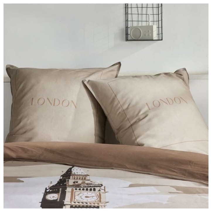 Parure de lit - TODAY - JAVA - 2 personnes - 240x220 cm - Coton - Imprimé London - Beige Parure de lit - TODAY - JAVA - 2 personnes - 240x220 cm - Coton - Imprimé London - Beige
