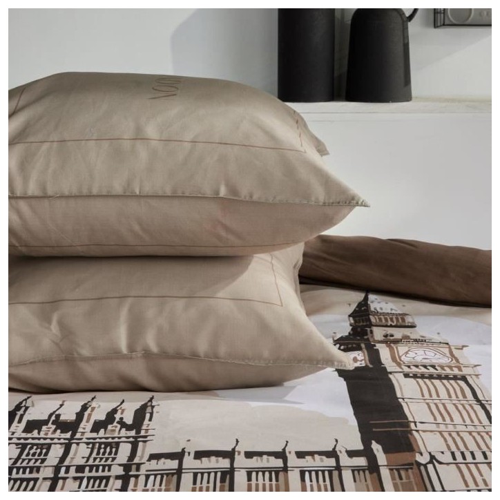 Parure de lit - TODAY - JAVA - 2 personnes - 240x220 cm - Coton - Imprimé London - Beige Parure de lit - TODAY - JAVA - 2 personnes - 240x220 cm - Coton - Imprimé London - Beige