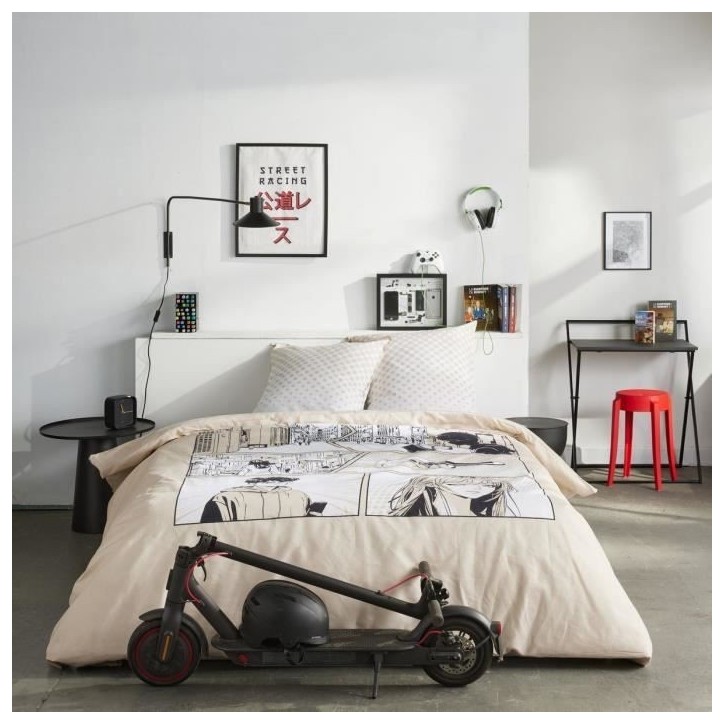 Parure de lit - TODAY - JAVA - 2 personnes - 240x220 cm - Coton - Imprimé Manga - Beige Parure de lit - TODAY - JAVA - 2 personnes - 240x220 cm - Coton - Imprimé Manga - Beige