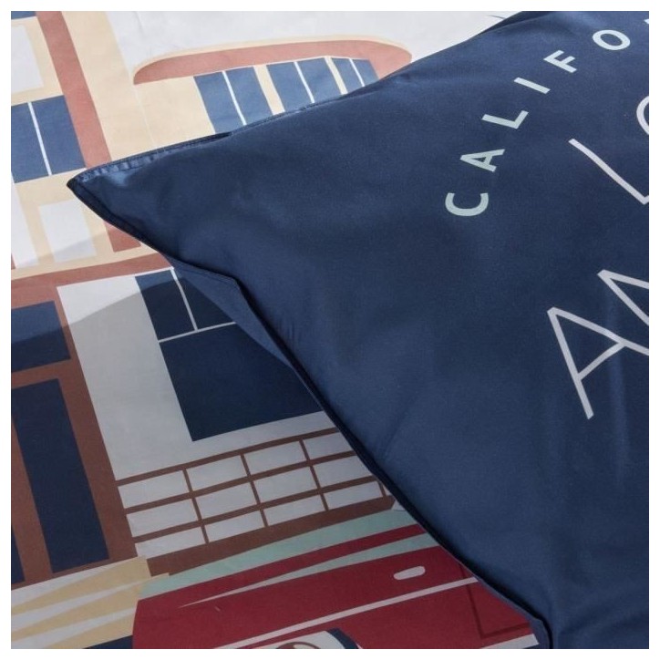 Parure de lit - TODAY - JAVA - 2 personnes - 240x220 cm - Coton - Imprimé Los Angeles - Bleu Parure de lit - TODAY - JAVA - 2 personnes - 240x220 cm - Coton - Imprimé Los Angeles - Bleu