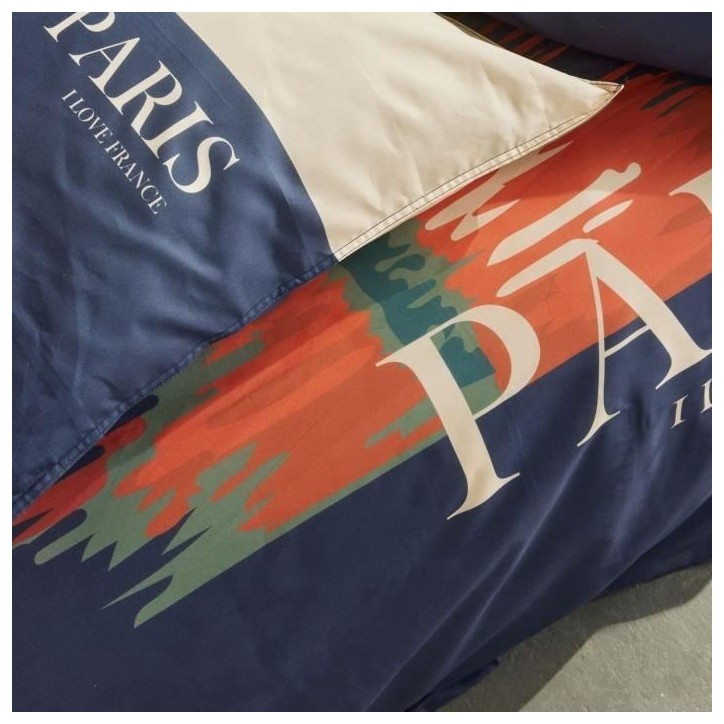 Parure de lit - TODAY - JAVA - 2 personnes - 240x220 cm - Coton - Imprimé Paris - Bleu Parure de lit - TODAY - JAVA - 2 personnes - 240x220 cm - Coton - Imprimé Paris - Bleu