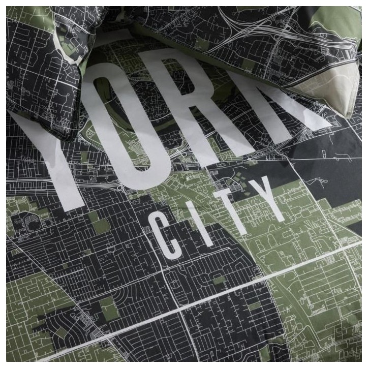 Parure de lit - TODAY - JAVA - 2 personnes - 240x220 cm - Coton - Imprimé New York - Vert Parure de lit - TODAY - JAVA - 2 personnes - 240x220 cm - Coton - Imprimé New York - Vert