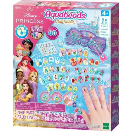 Aquabeads Le coffret de manucure des Princesses Disney, perles qui col