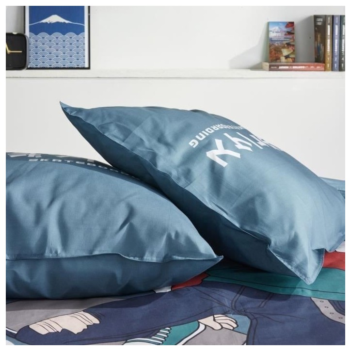 Parure de lit - TODAY - JAVA - 2 personnes - 240x220 cm - Coton - Imprimé Japan - Bleu Parure de lit - TODAY - JAVA - 2 personnes - 240x220 cm - Coton - Imprimé Japan - Bleu