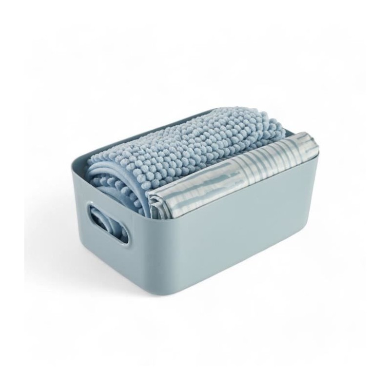 Set de douche - TODAY - UTILITY - Panier, tapis, rideau - Blue