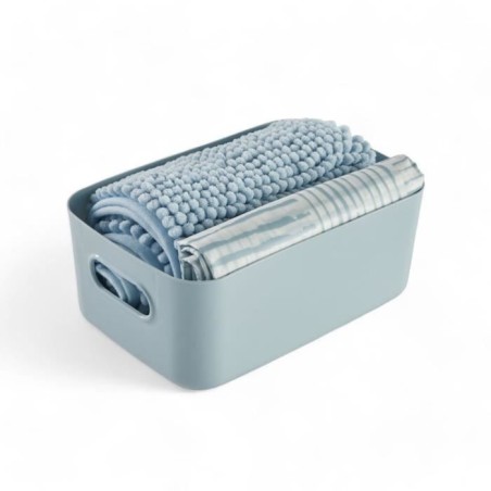 Set de douche - TODAY - UTILITY - Panier, tapis, rideau - Blue