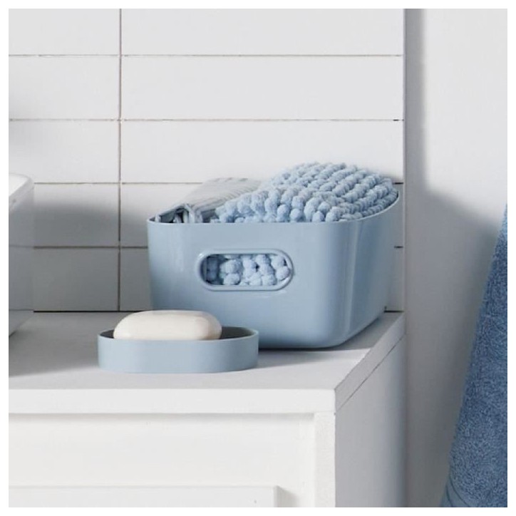 Set de douche - TODAY - UTILITY - Panier, tapis, rideau - Blue