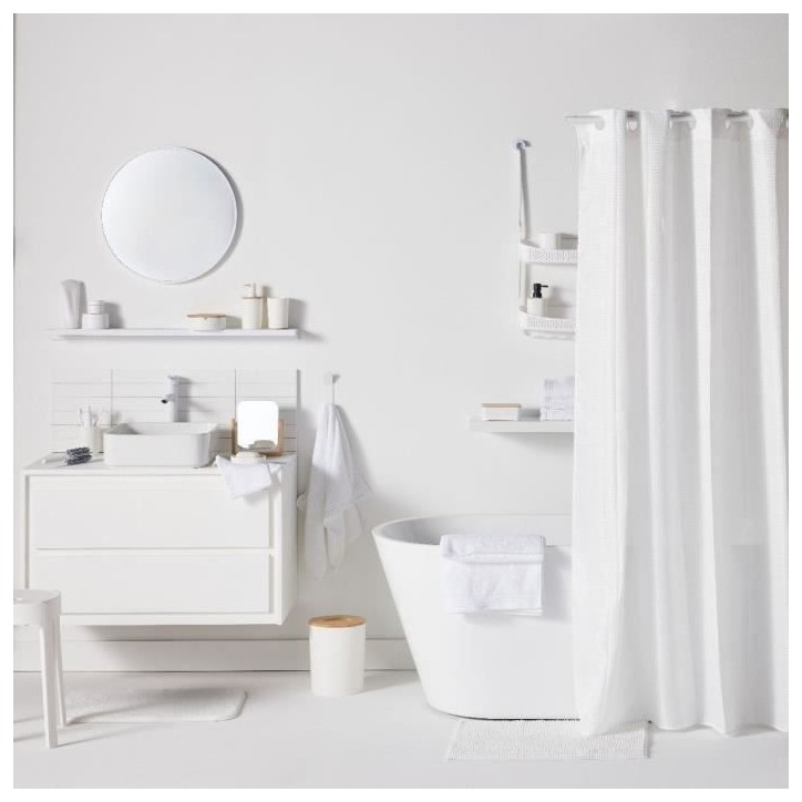 Set de douche - TODAY - UTILITY - Panier, tapis, rideau - White Set de douche - TODAY - UTILITY - Panier, tapis, rideau - White