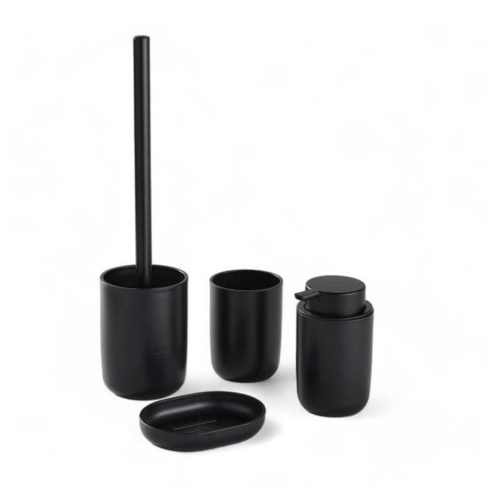 Ensemble de 4 accessoires de SDB - TODAY - UTILITY - Gobelet, distributeur savon, brosse WC - Black Ensemble de 4 accessoires de SDB - TODAY - UTILITY - Gobelet, distributeur savon, brosse WC - Black