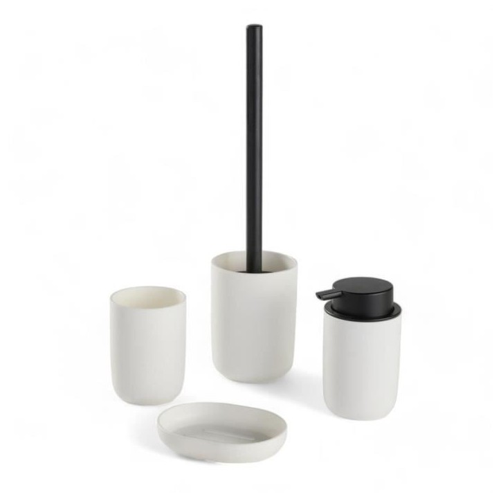 Ensemble de 4 accessoires de SDB - TODAY - UTILITY - Gobelet, distributeur savon, brosse WC - White