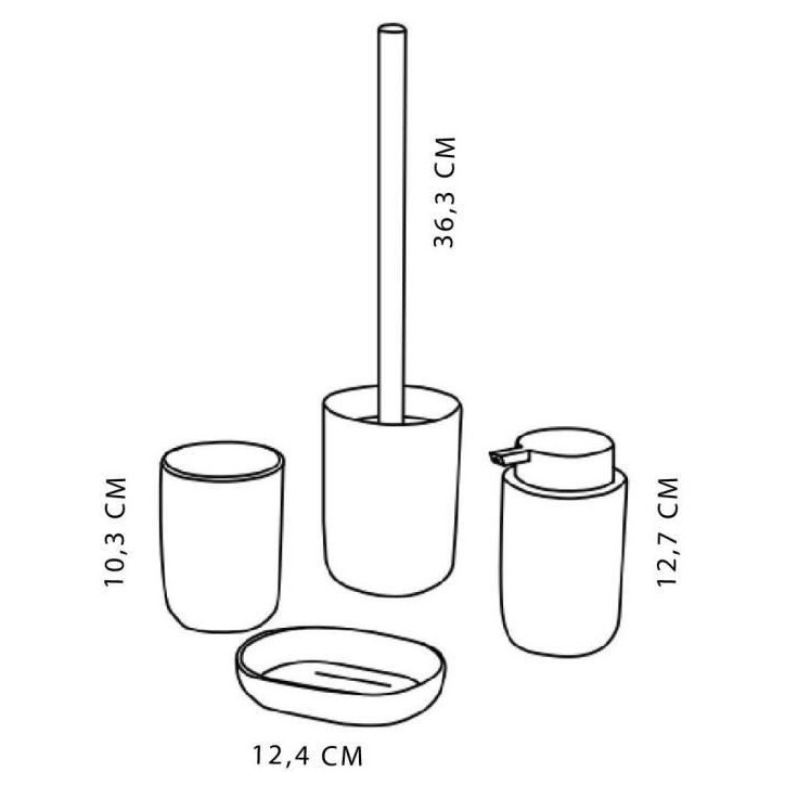 Ensemble de 4 accessoires de SDB - TODAY - UTILITY - Gobelet, distributeur savon, brosse WC - White