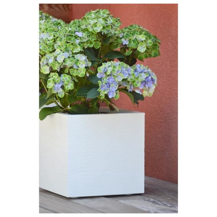 EDA Bac a fleurs carré GRAPHIT UP - 21 L - 29,5 x 29,5 x 29,5 cm - Blanc cérusié