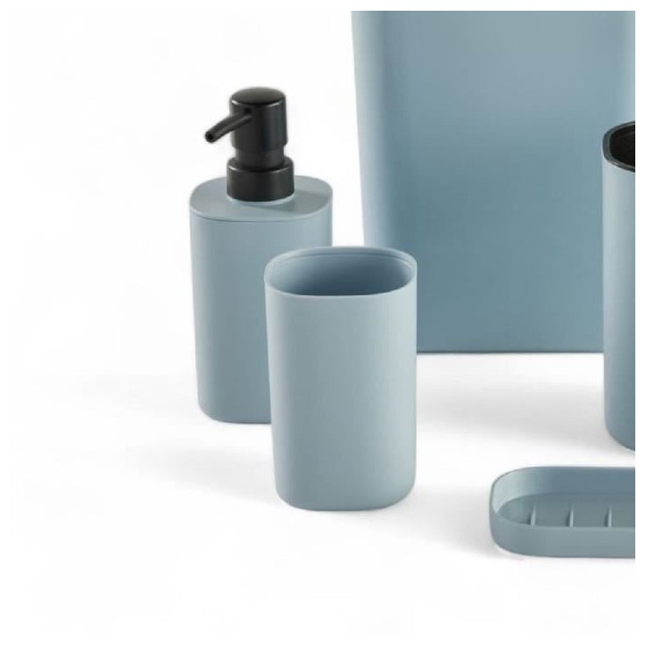 Set de 5 acc SDB - TODAY - UTILITY - Distr de savon, porte-brosse a dents, porte savon, brosse WC, poubelle - Blue Set de 5 acc SDB - TODAY - UTILITY - Distr de savon, porte-brosse a dents, porte savon, brosse WC, poubelle - Blue