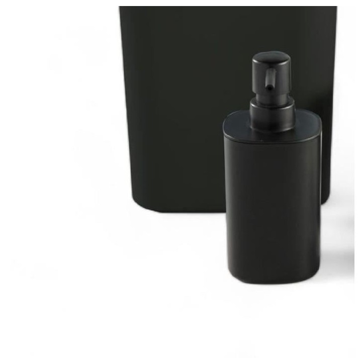 Set de 5 acc SDB - TODAY - UTILITY - Distr de savon, porte-brosse a dents, porte savon, brosse WC, poubelle - Black