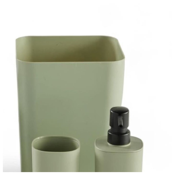 Set de 5 acc SDB - TODAY - UTILITY - Distr de savon, porte-brosse a dents, porte savon, brosse WC, poubelle - Green Set de 5 acc SDB - TODAY - UTILITY - Distr de savon, porte-brosse a dents, porte savon, brosse WC, poubelle - Green