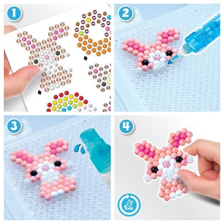 Aquabeads L'atelier d'initiation, Coffret 900 perles de 25 couleurs, perles qui collent avec de l'eau, 35087, Des 4 ans