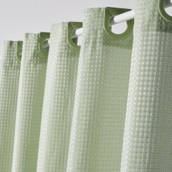 Rideau de douche gauffré - Green - Polyester - 180 x 200 cm - 12 croc