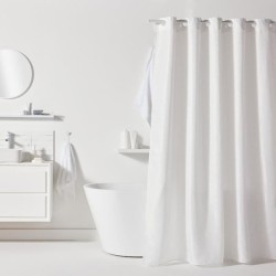 Rideau de douche gauffré - White - Polyester - 180 x 200 cm - 12 croc