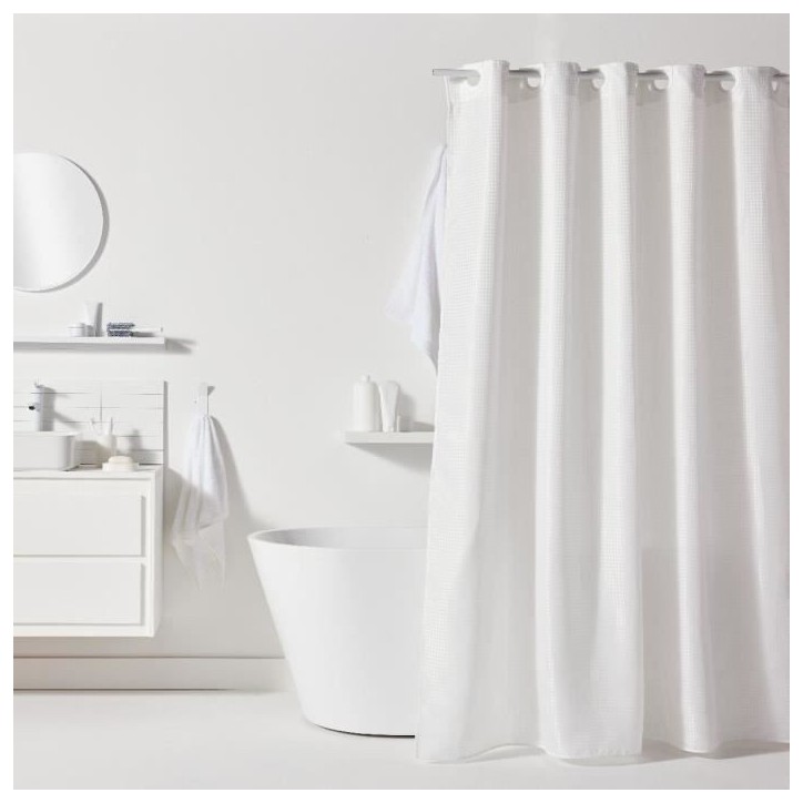 Rideau de douche gauffré - White - Polyester - 180 x 200 cm - 12 crochets - UTILITY - TODAY