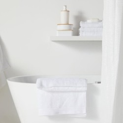 Rideau de douche gauffré - White - Polyester - 180 x 200 cm - 12 croc