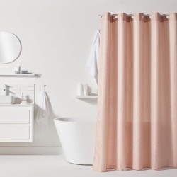 Rideau de douche gauffré - Pink - Polyester - 180 x 200 cm - 12 croch