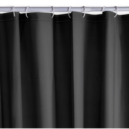 Rideau de douche gauffré - Black - PEVA - 180 x 200 cm - 12 crochets