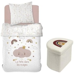 Ensemble parure de lit enfant + coffre de rangement pouf pliable - TOD
