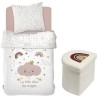 Ensemble parure de lit enfant + coffre de rangement pouf pliable - TOD
